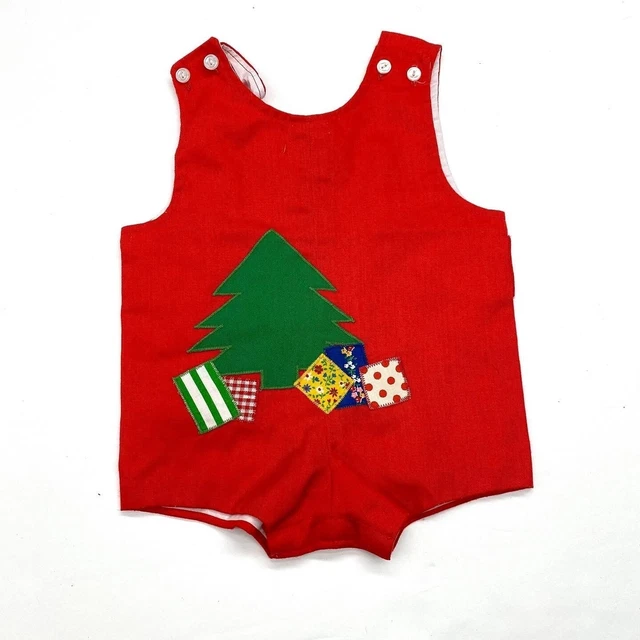 Vintage Funtasia! Too Christmas Tree Gifts Appliqué One Piece Romper 3-6 Months