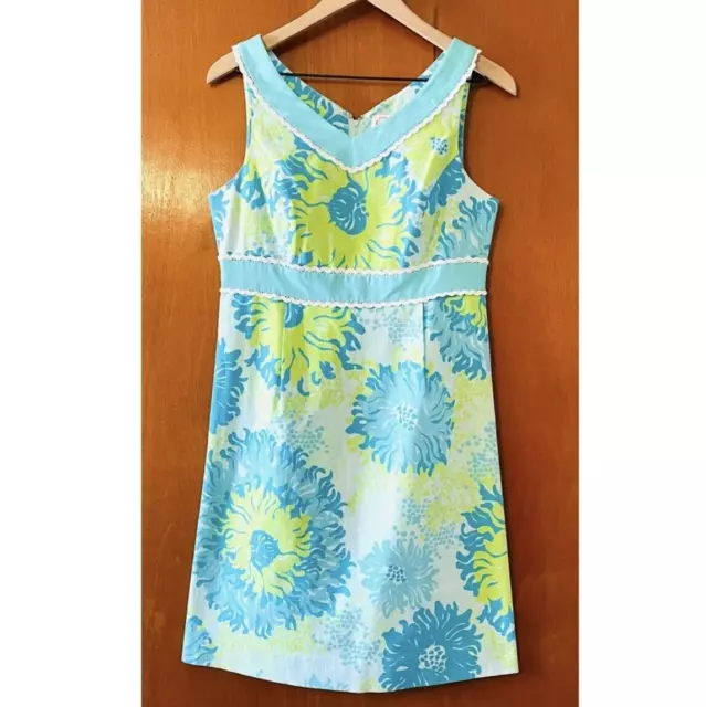 Lilly Pulitzer Originals Blue Floral Del Mar Shift Dress Size 6