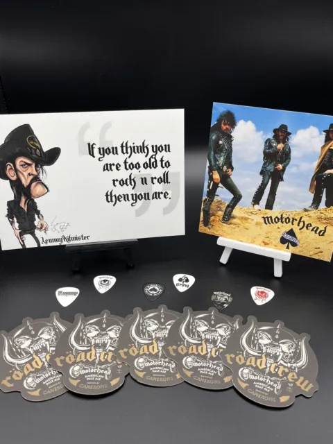 ‼️GIFT‼️Motorhead x 5 Beer Mats Lemmy Quotes. + 2 Art Cards + 6 X PLECTRUMS