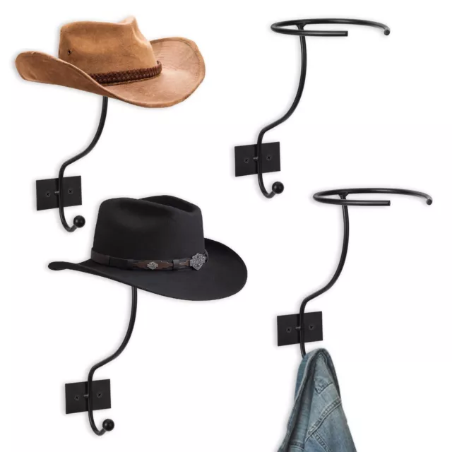 Cowboy Hat Rack for Wall 4 Pack Rustic Metal Cowboy Hat Holder Cast Iron Cowb...