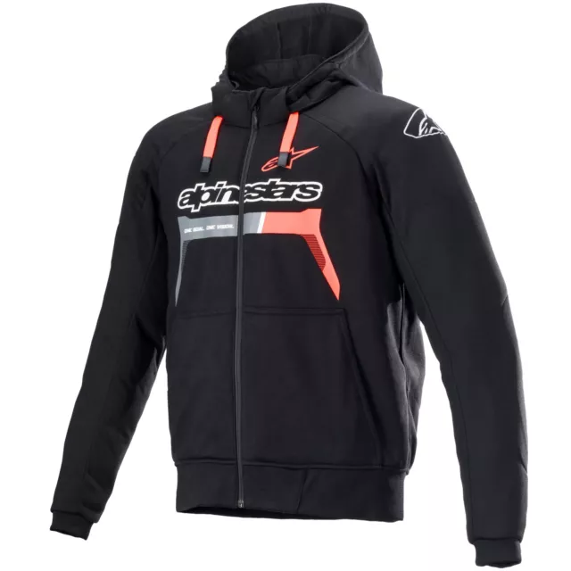 Alpinestars Chrome Ignition Motorrad Hoodie Motorradjacke schwarz/rot-fluo