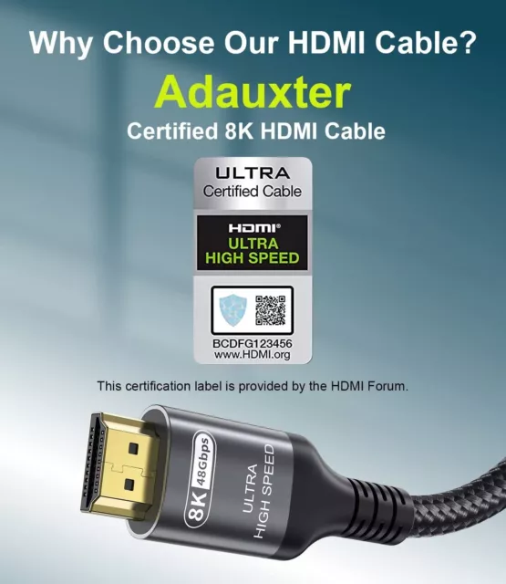 HDMI 2.1 Kabel 8K 3m 48Gbps Ultra High Speed 120Hz/144Hz Hochwertig Schwarz 2