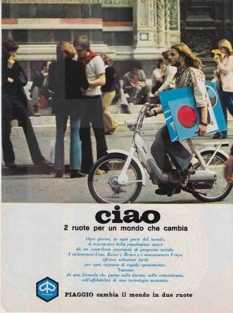 Publicité Vintage Piaggio Ciao 1974, Cyclomoteur Italien D'Époque, Pub Originale
