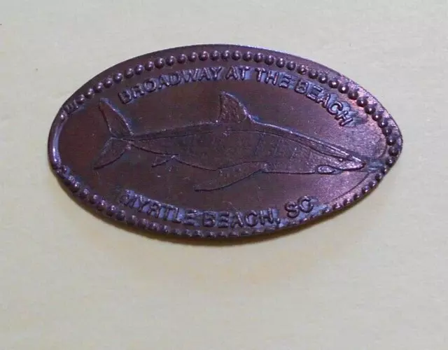 Broadway At The Beach elongated penny Myrtle Beach SC USA cent Shark coin