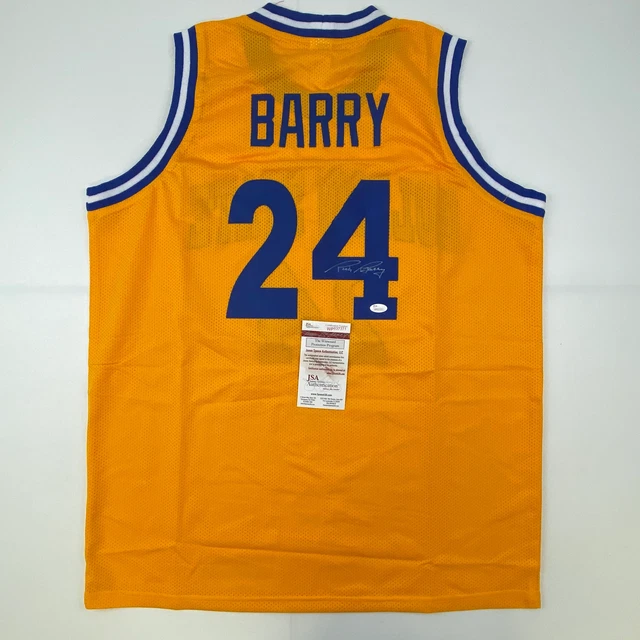 Autographed/Signed Rick Barry Golden State Yellow Basketball Jersey JSA COA Auto Autographed/Signed Rick Barry Golden State Yellow Basketball Jersey JSA COA Auto