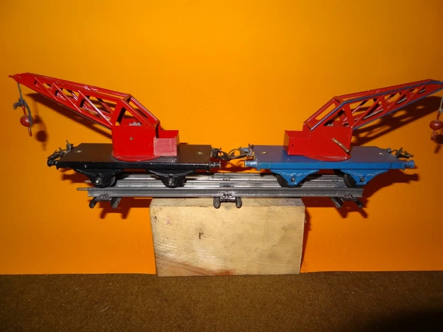 Lot 2 Wagons De Secours Grue Hornby échelle 0 – Nord Bleu & Noir, Métal Blanc