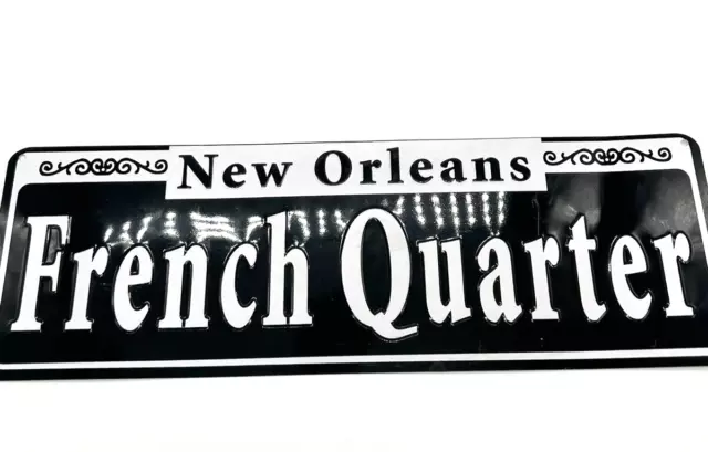 ⚜️  New Orleans French Quarter Metal Street Sign 15" x 5" Black/White