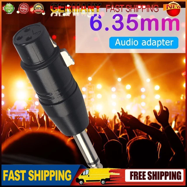 Gold Plated 3 Pin XLR Mic Female to 6.35mm Male Mono Jack Audio Plug Adapter