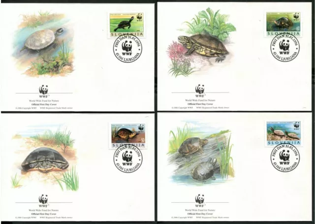 SLOVENIA - 1996 WWF 'EUROPEAN POND TORTISE' Set of 4 First Day Covers [B6515]