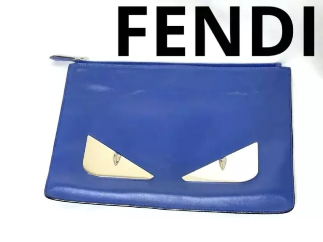 FENDI Fendi Bugs Monster Eye 7N0078 Clutch Bag Blue Womens Authentic