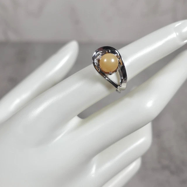 Womens Park Lane Ring Size 6.5 Silver Tone Band Faux Pearl Cocktail Costume