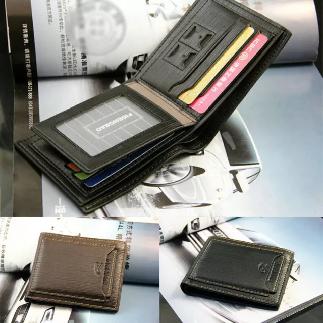 Men's Bifold Leather ID Credit Card Holder Pocket Money Purse Clutch Wallet