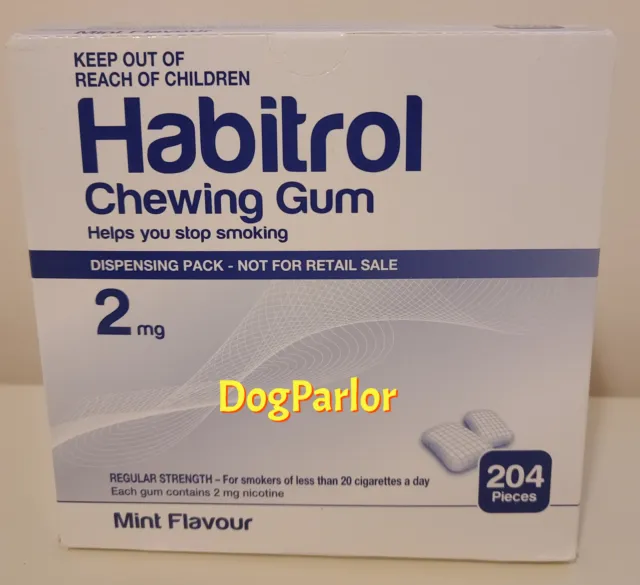Habitrol Nicotine Gum 2mg Mint NEW Bulk Size 2 Boxes = 408 Pieces 09/2024