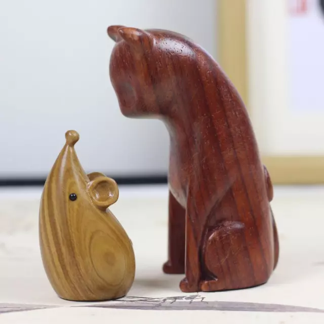 Statue d'animal en bois, Mini Sculpture réaliste pour salon, chambre à