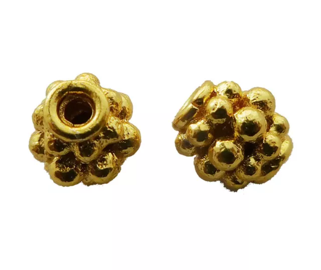 40 Pcs 8X6Mm Dotted Spacer Bali Bead 18K Gold Plated