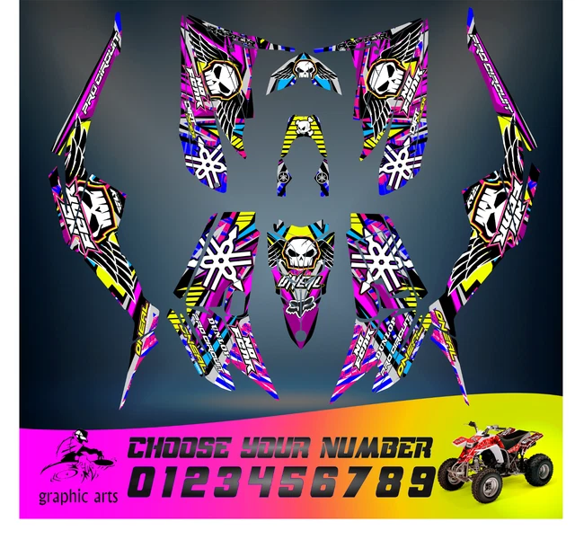 Yamaha Raptor 350 graphics kit 2004 2006 2009 to 2014 decals stickers atv utv