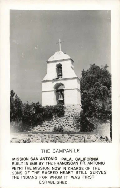 RPPC Pala,CA The Campanile San Diego County California Real Photo Post Card