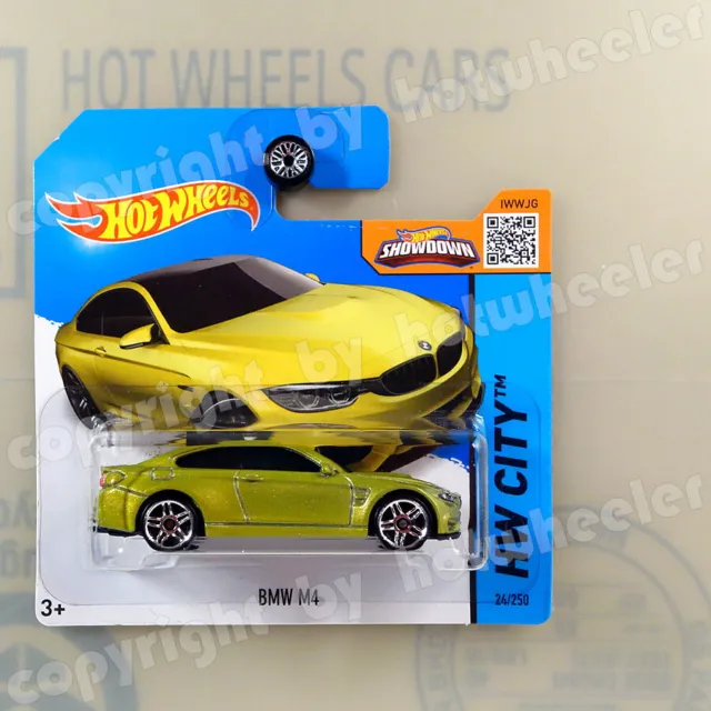 🔥Seltenes BMW M4 Coupé F82 Austin Yellow Gelb Gold Hot Wheels 2015 Short Card🔥