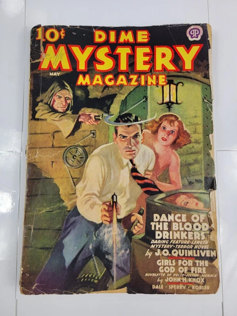 Dime Mystery Pulp Magazine May 1938 "Dance of the Blood Drinkers" Menace Cover