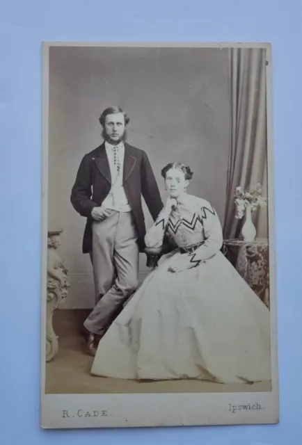 Cdv Of An Attractive Couple, Victorian Photograph By Cade Of Ipswich