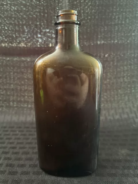 Antique Amber Whiskey Bottle Glass Flask 10 oz Liquor Bottle 7.5"
