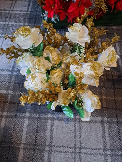 Vasi Natale Fiori Tomba Artificiale Vaso Memoriale Oro Crema