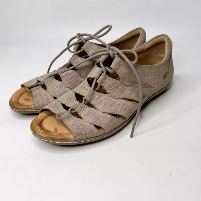 Earth Sandals Plover Taupe Leather Women’s US 8B Lace Up Flats