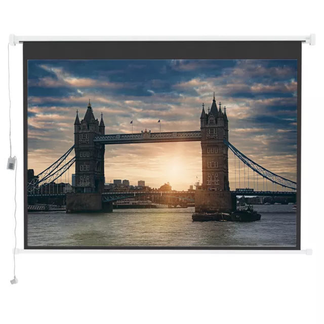 230V Electric HD Projector Screen Home Cinema Projector Screen Remote Control UK 3