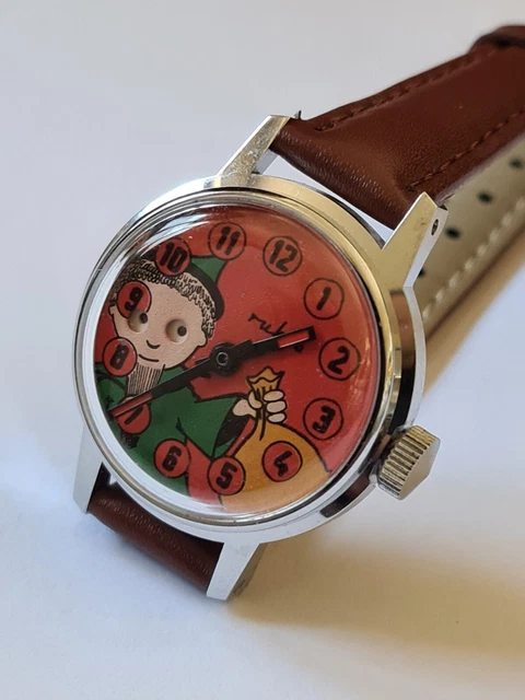 RUHLA Armbanduhr/ Kinderuhr mit Wackelaugen Sandmann DDR ,mechanisch neuwertig