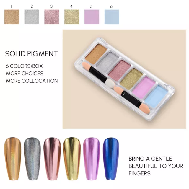 6 Colors Mirror Nail Powder Nail Art Decoration Chrome Pigment Dust Glitter DIY