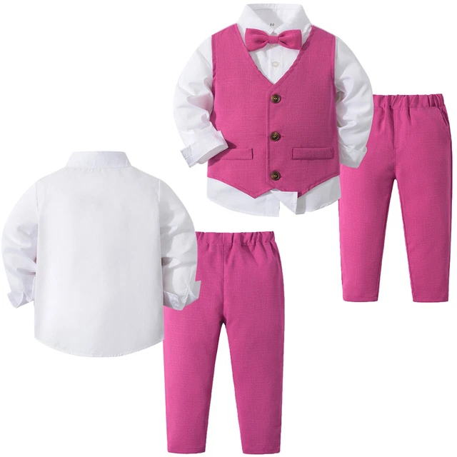 Abiti formali da gentiluomo bambini ragazzi 3 pezzi camicia gilet fiocco set pantaloni lunghi