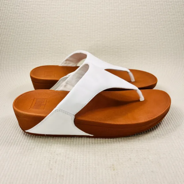 FitFlop Thong Toning Sandals Womens Size 9 White Brown Comfort Shoes EUC