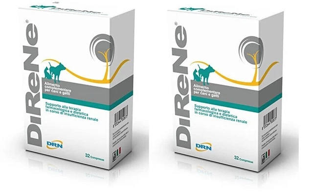 2 CONFEZIONI DRN DIRENE DA 32 Compresse Alimento complementare per cani e gatti