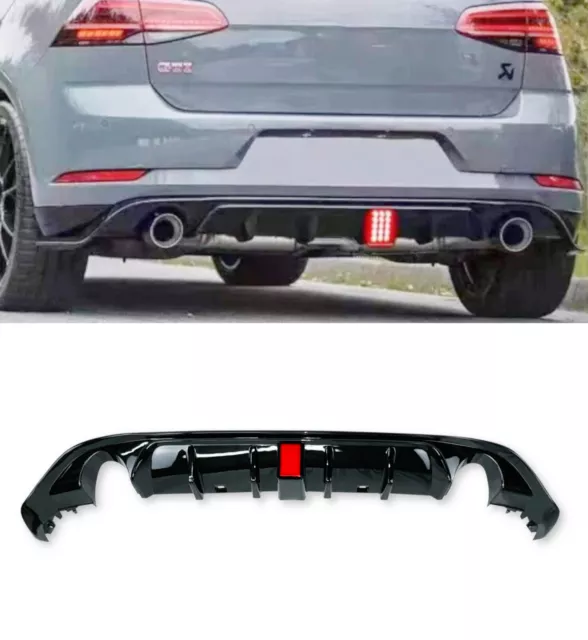 Rear Diffuser With F1 Light Gti Tcr Look Gloss Black For Vw Golf Mk7.5 2017-2019