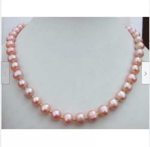 18 "20" AAA 9-10mm pink purple south sea Pearl Necklace 14K Yellow Gold Clasp