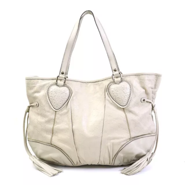 Auth GUCCI Guccissima Shoulder Handbag Tote Bag Light Gray Leather - e56352a