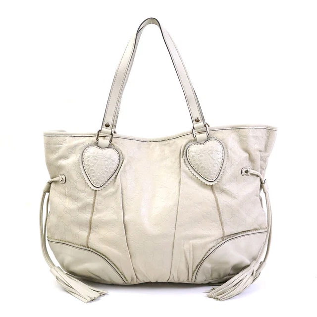 Auth GUCCI Guccissima Shoulder Handbag Tote Bag Light Gray Leather - e56352a Auth GUCCI Guccissima Shoulder Handbag Tote Bag Light Gray Leather - e56352a