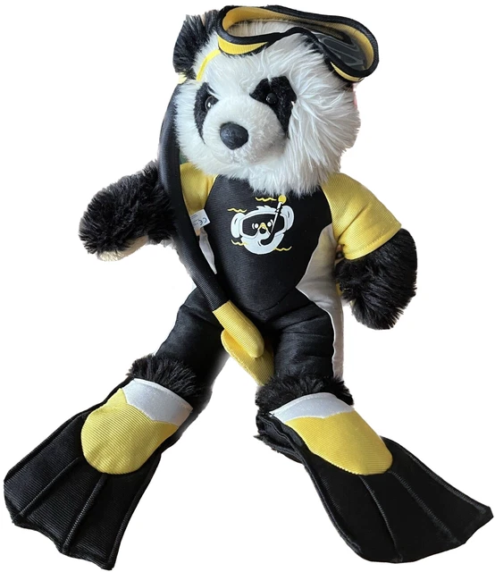 16& BUILDABEAR SCUBA Diver Panda Plush with Wetsuit, Flippers, Mask