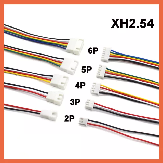 XH2.54 2/3/4/5/6-Pin Male Female, 2.54mm Pin Spacer Micro Connector Lead Plug