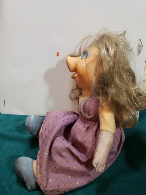 Vintage 1977  Fisher Price Jim Henson 14" Miss Piggy Muppet Doll purple Dress!!! 3