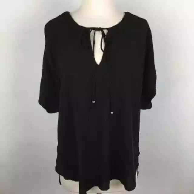 Michael Stars NWT Washed Marni Black Peasant Top xs