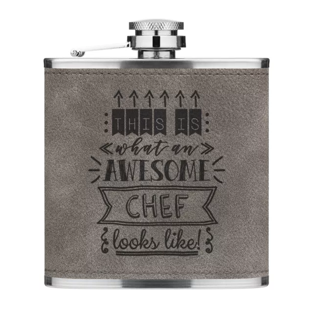 This Is What An Awesome Chef Looks Like 170ml Simil Pelle Hip Flask Grigio Funny