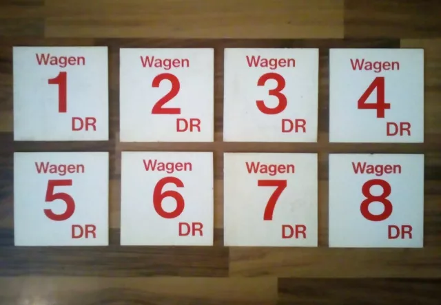 DR Reisezugwagen Nummern, 8 Stück verschiedene Zahlen, Beispielbild