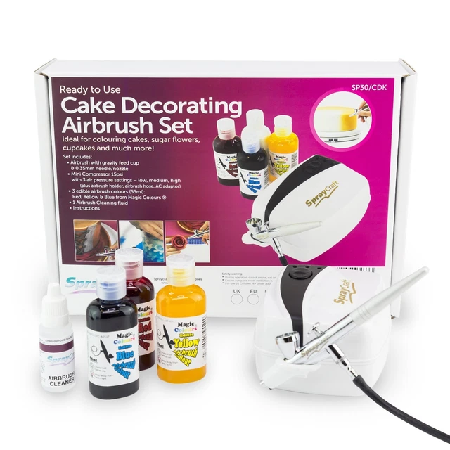 Set aerografo professionale decorazione torte include 3 colori + tabella colori