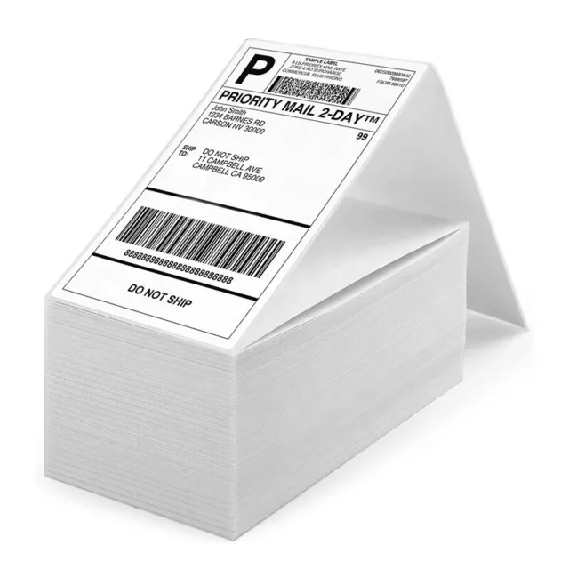 2000 Labels Fanfold 4x6 Direct Thermal Label Shipping LP Zebra ZP450 ZP505 1000