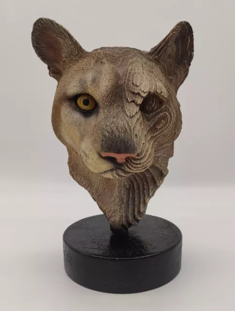 Rick Cain Spirit of the Mountain Cougar Sculpture Carving Numbered 526/2000 11"