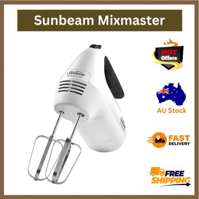 Sunbeam Mixmaster 6-Speed Hand Mixer with Power Button, Dough Beater, and Food