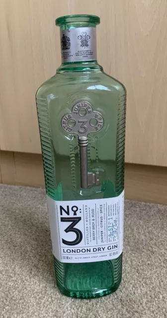 No. 3 Berry Bros. Empty Gin Bottle. 75cl. Craft/Upcycling