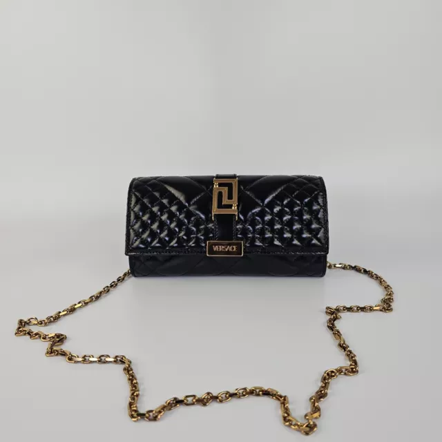 Versace Greca Goddess Mini Black/Gold Leather Shoulder Bag New SS24 3