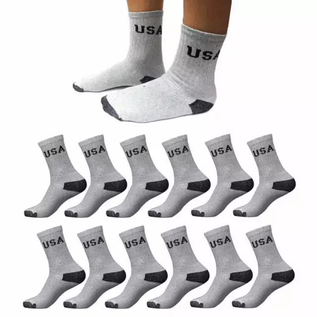 12 Paires Hommes Ras USA Chaussettes SPORTS Athlétique Matelassé Foot 9-11 Coton